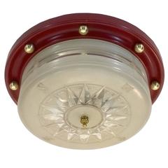 1940s Flush Mount Nautical Theme Ceiling Lamp by Lightoier