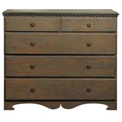 Swedish 19th Century Karl Johan Five-Drawer Chest with Grey Green Color 5