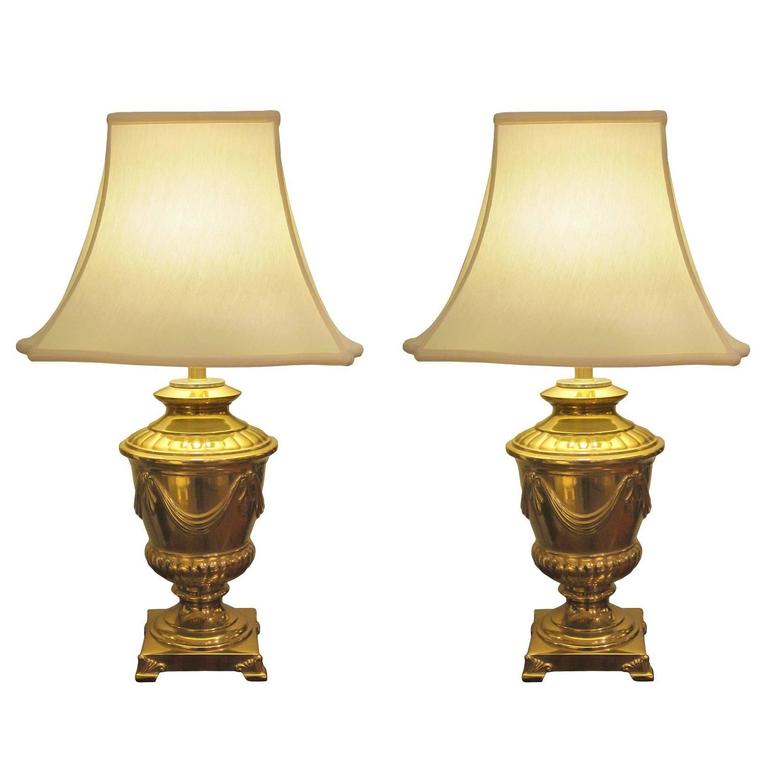 Good Quality Pair Of American Frederick Cooper Campagna Form Solid Brass Lamps For At 1stdibs Good Quality Pair Of American Frederick, Solid Brass Lamps