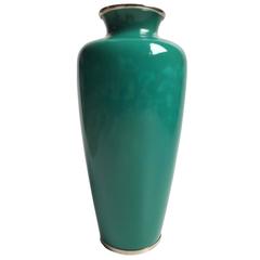 Ando Jubei Celadon Japanese Cloisonne Vase, Signed