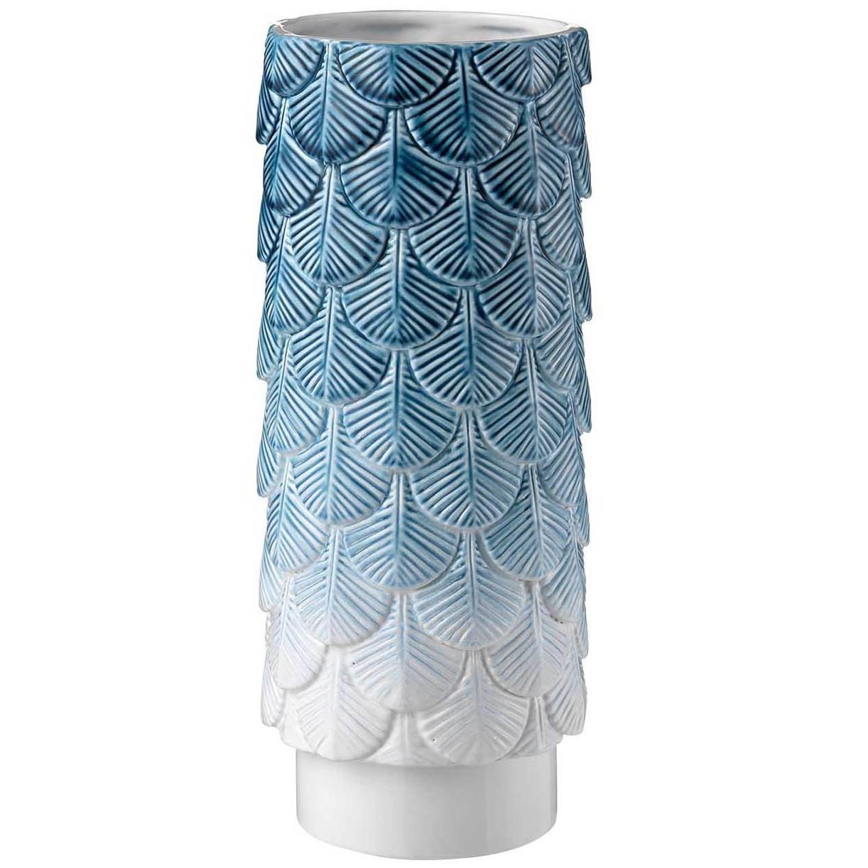 White and Blue Plumage Vase