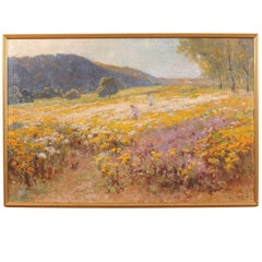 Antique Framed Oil on Canvas Impressionist Style Landscape Painting, 19th Century