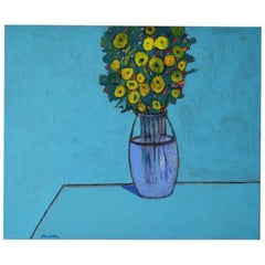 James Strombotne "Blue Bouquet" acrylic on canvas painting