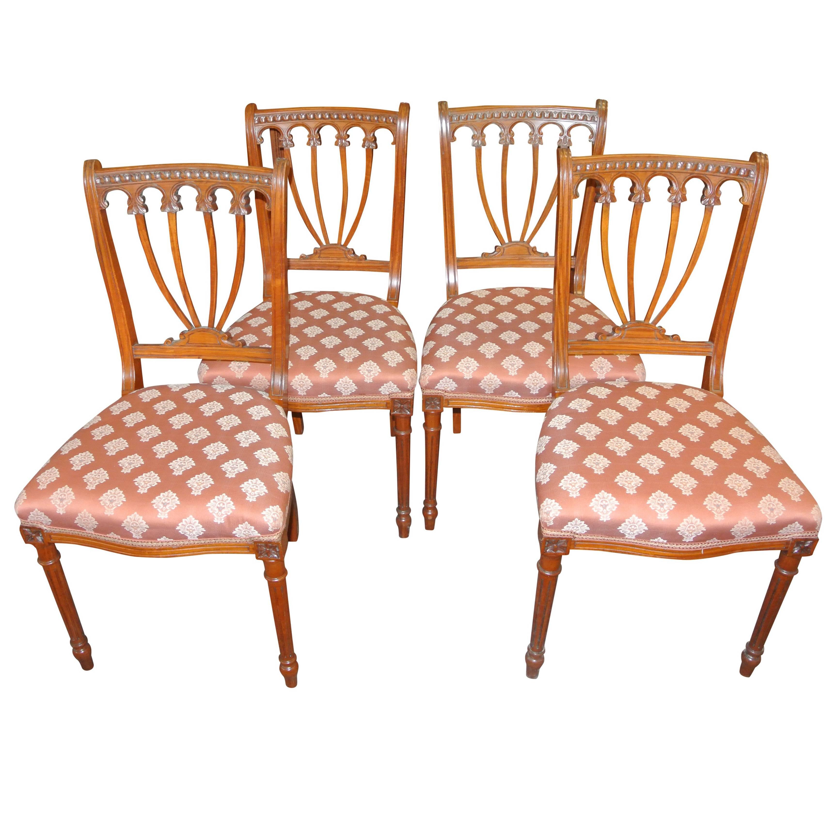 Four 19th Century Hepplewhite Satinwood Chairs