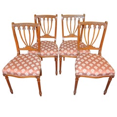 Antique Four 19th Century Hepplewhite Satinwood Chairs