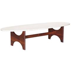 Surfboard Style Top Coffee Table with Sculpted Base