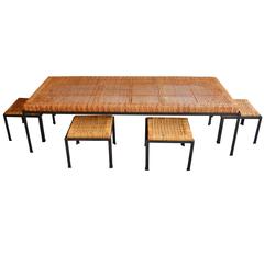 Rare Low Danny Ho Fong Table and Nesting Stools or Coffee Table