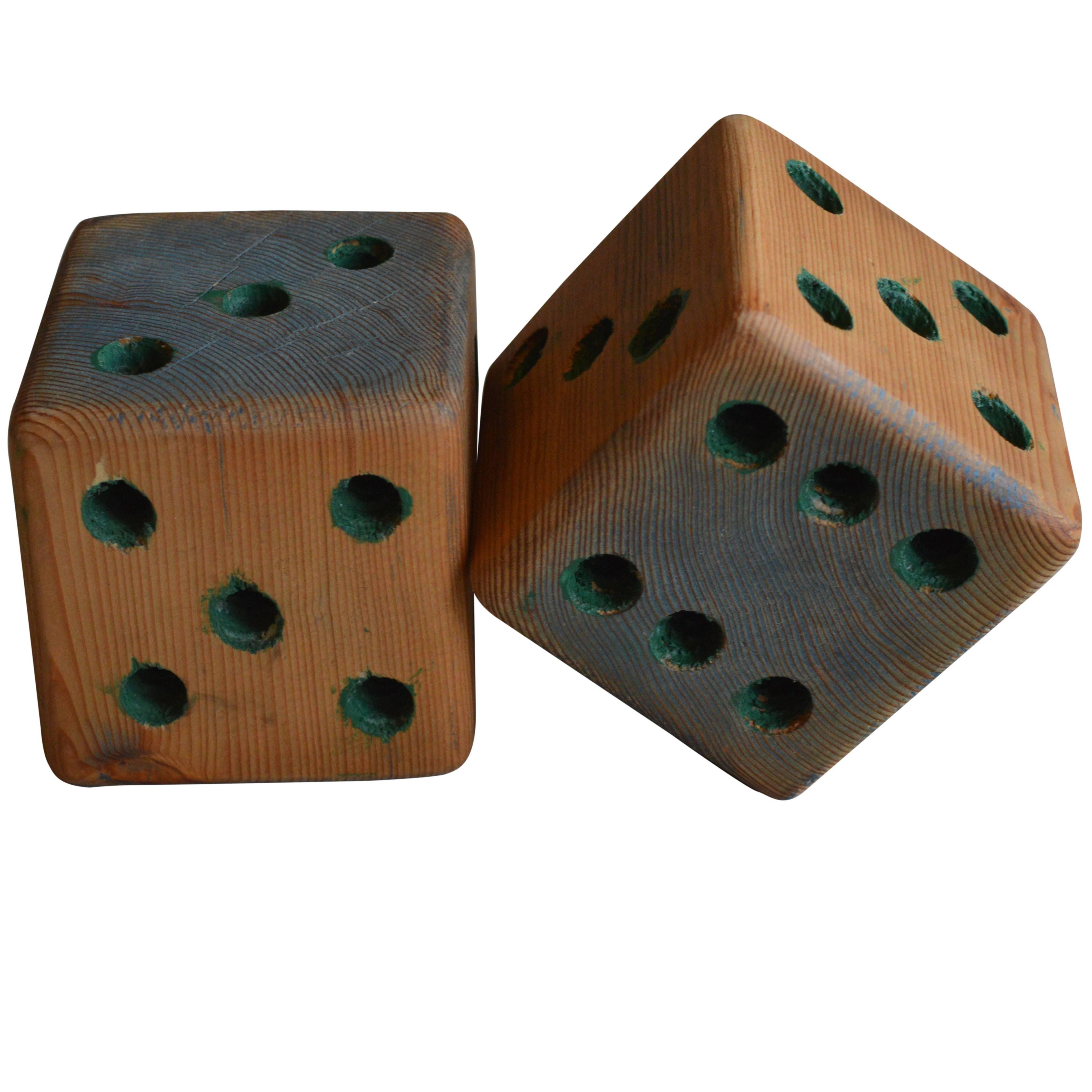 Folk Art Handmade Wood Dice