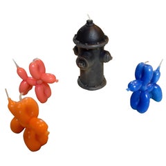 Used Handmade Dog Balloon Candles with Fire Hydrant