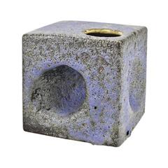 Vintage Lava Cube Pottery Vase