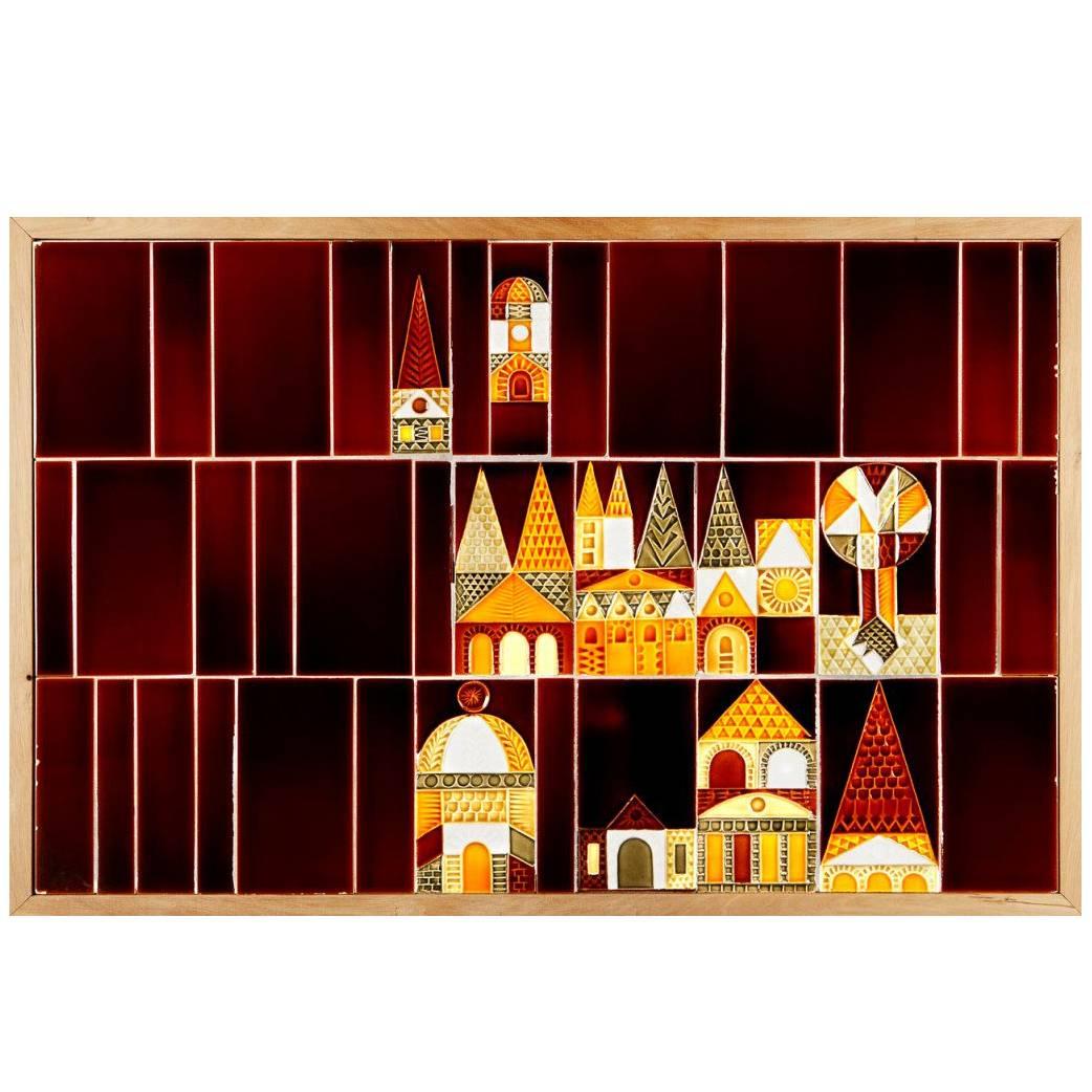 "Le Village" Ceramic Mural by Roger Capron For Sale