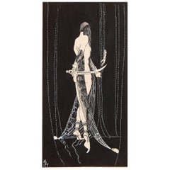"Nudo con scimitarra", favoloso e sensuale dipinto Art Deco di Forster, 1929