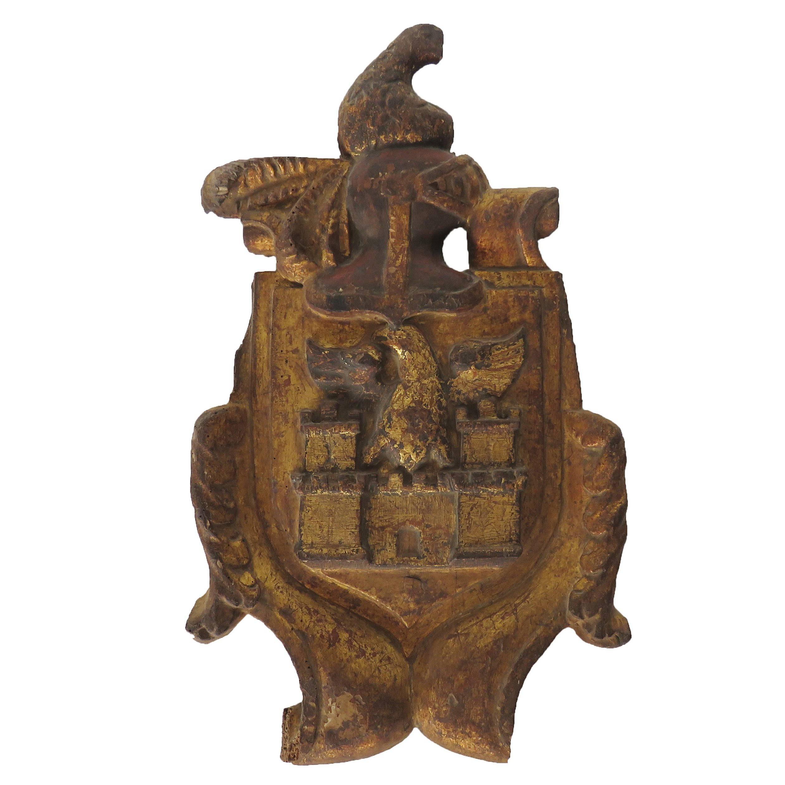 Carved Giltwood Coat of Arms For Sale