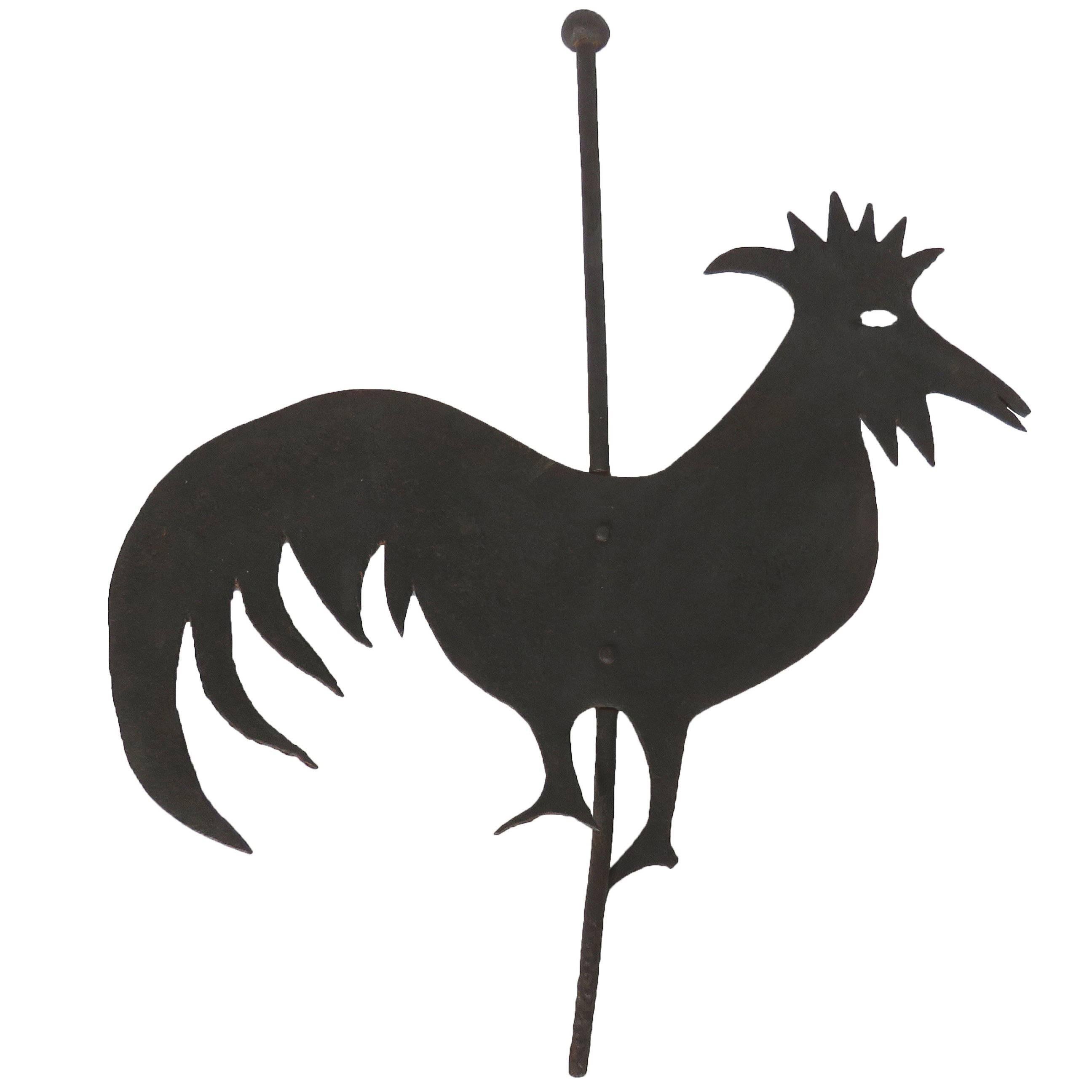 18th Century Rooster Forged Iron Weather Vane For Sale
