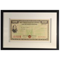 Large WWII Bank Display $100 Savings Bond