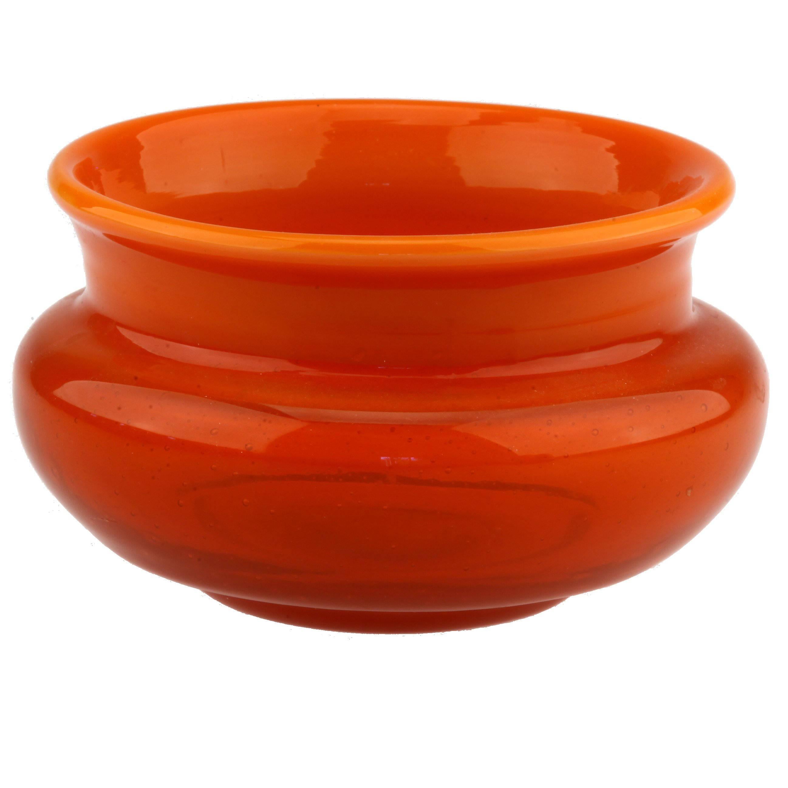Erik Höglund Boda Sweden Signed H 1652/160 Orange Studio Work Glass Small Bowl. For Sale
