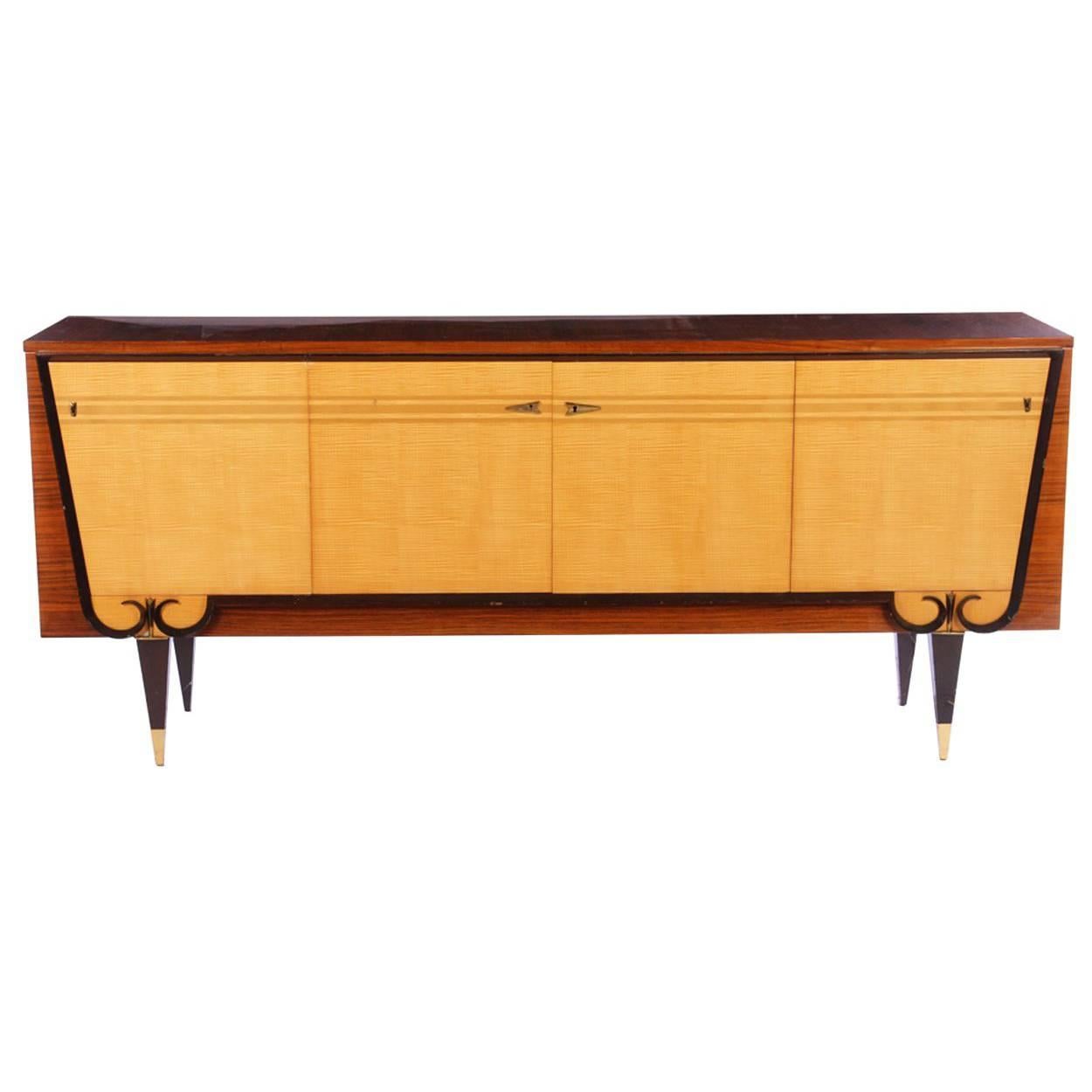 French Art Deco Side Board in Sycamore For Sale