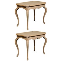Pair of French Painted Wood Tray Top Side Tables with Cabriole Legs
