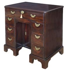 18th Century George II Solid Cuban Mahogany Small Kneehole Desk or Chest
