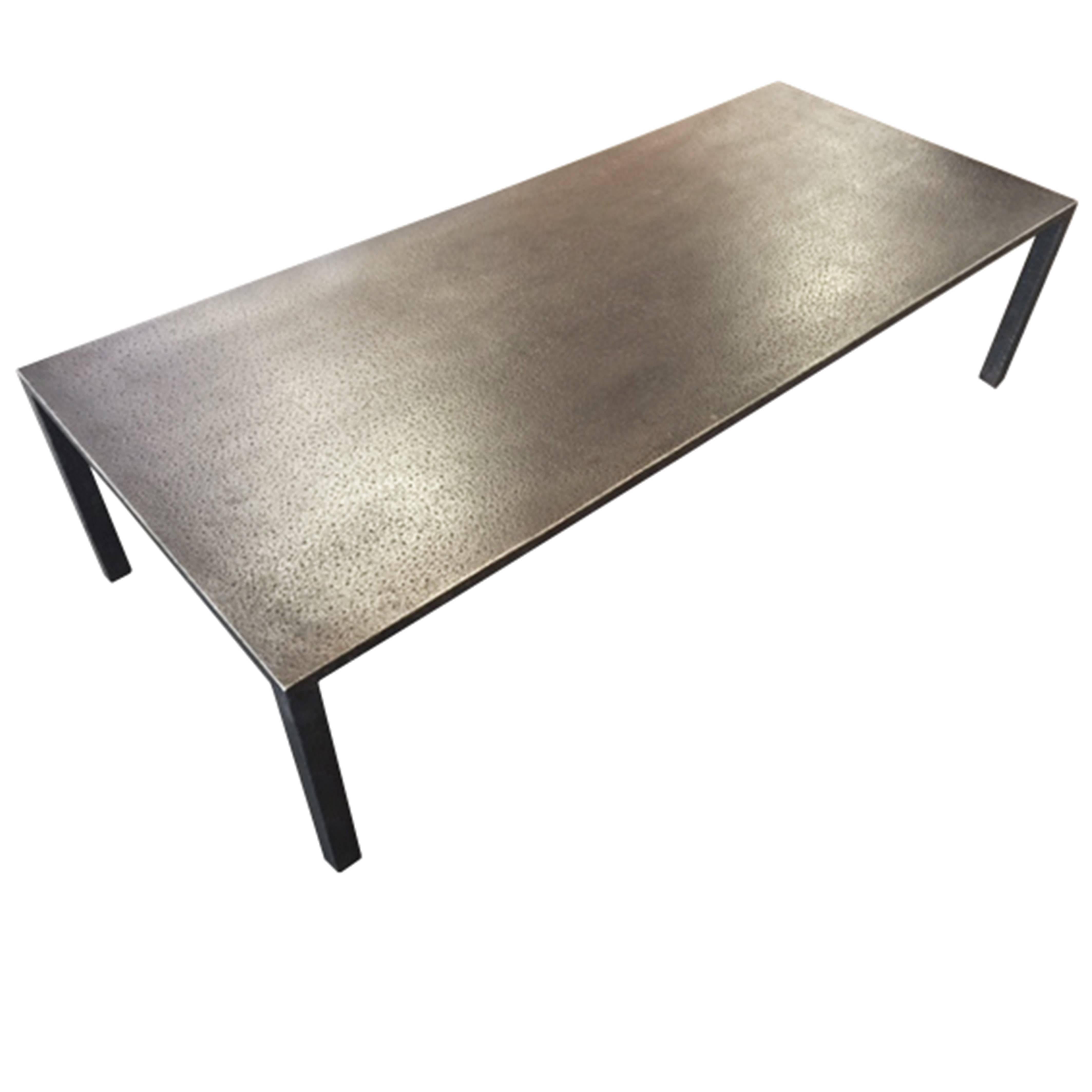 Hand Hammered Steel Coffee Table For Sale