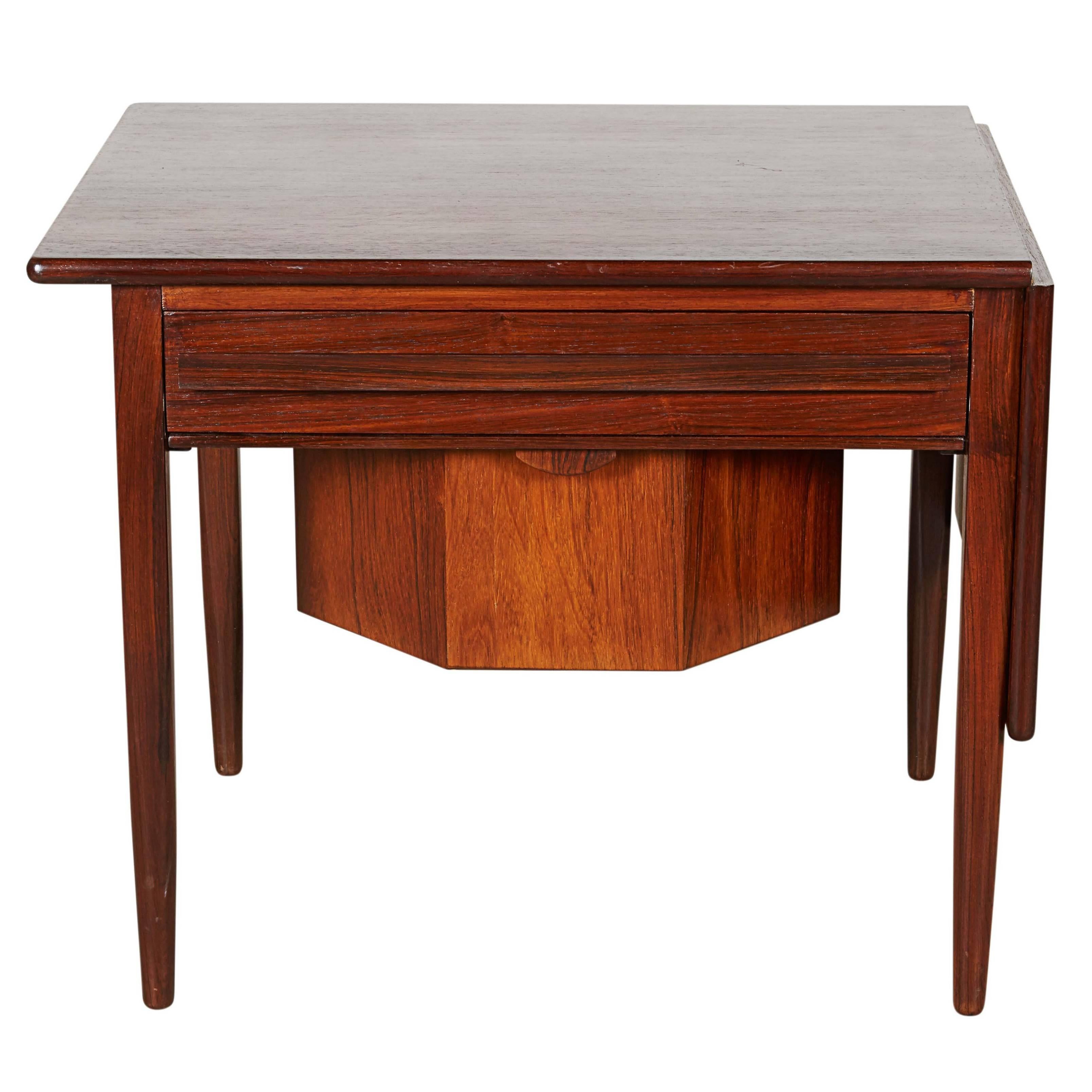 Mid Century Sewing Table with Drop Leaf
