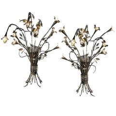 Huge Pair of Handmade Hollywood Regency Bouquet Sconces 12