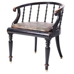Danish Empire Ebonized and Embossed Leather Chair