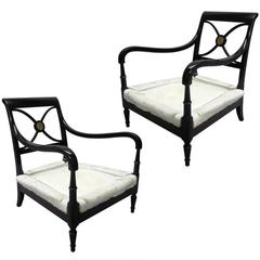 Pair of French Mid-Century Modern Neoclassical Armchairs by Maison Jansen 12