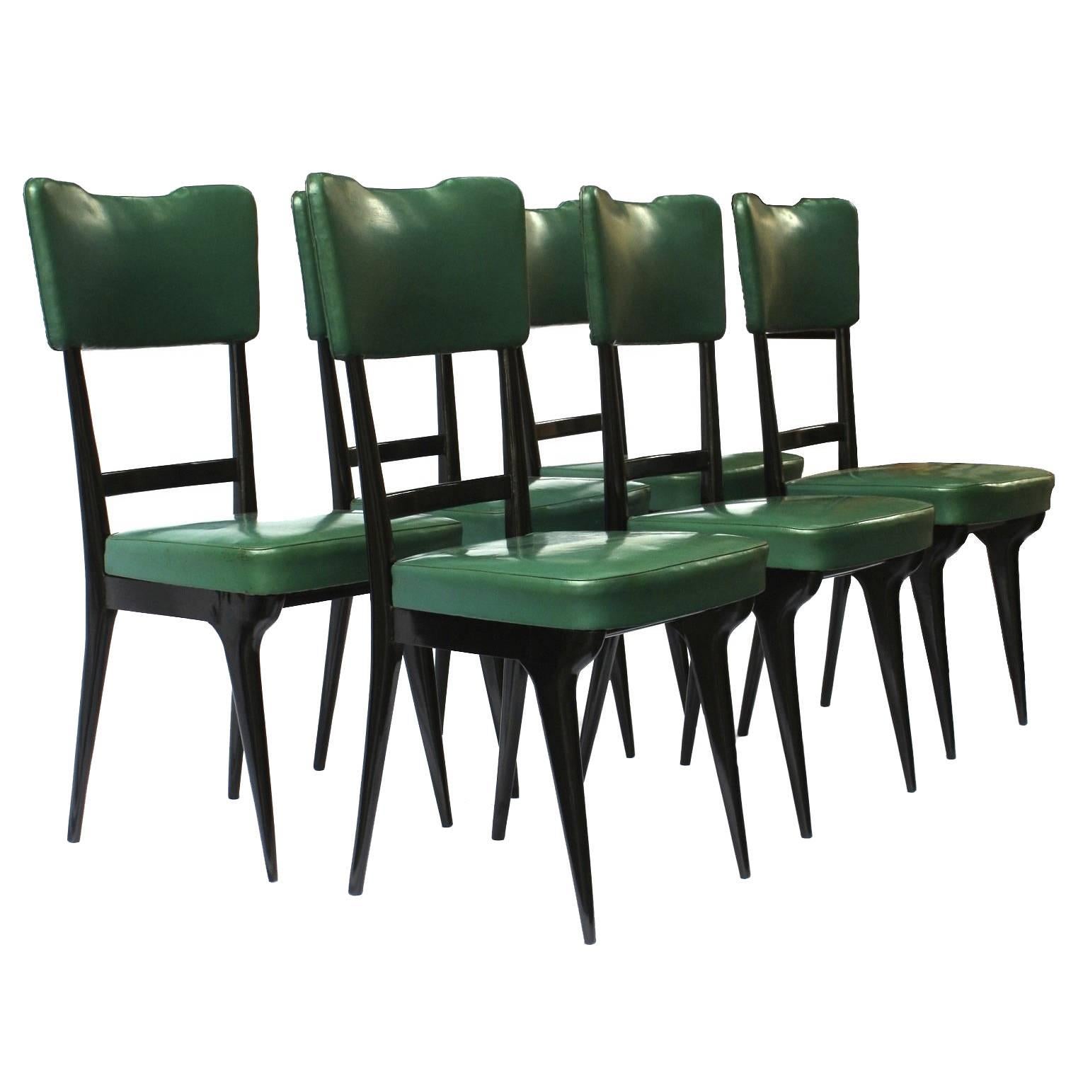 1950, Italian Manufacture, Six Chairs Ico Parisi Style For Sale