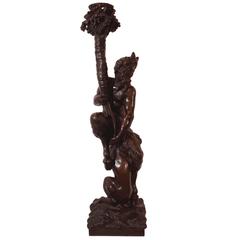 E.F. Caldwell Bronze Lamp Base Depicting Bacchus and Panther, 19th Century