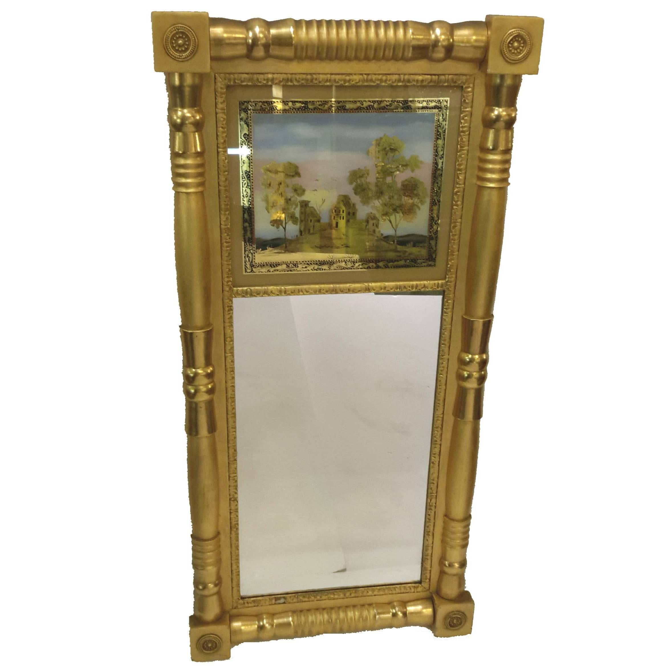 Federal Gilt-Gesso Split-Baluster Mirror, American, 19th Century For Sale