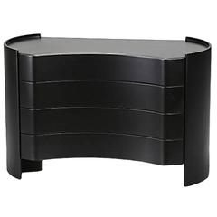 Italian Modern Black Lacquered Wood Commode with Four Drawers