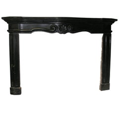 Antique Nero Belgio Marble Fireplace Mantel