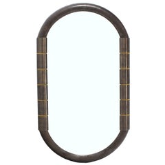 Heavy Bronze Oval Racetrack Shape Mid Century Modern Mirror