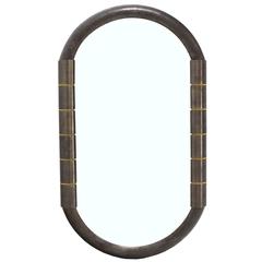 Heavy Bronze Oval Racetrack Shape Mid Century Modern Mirror 10