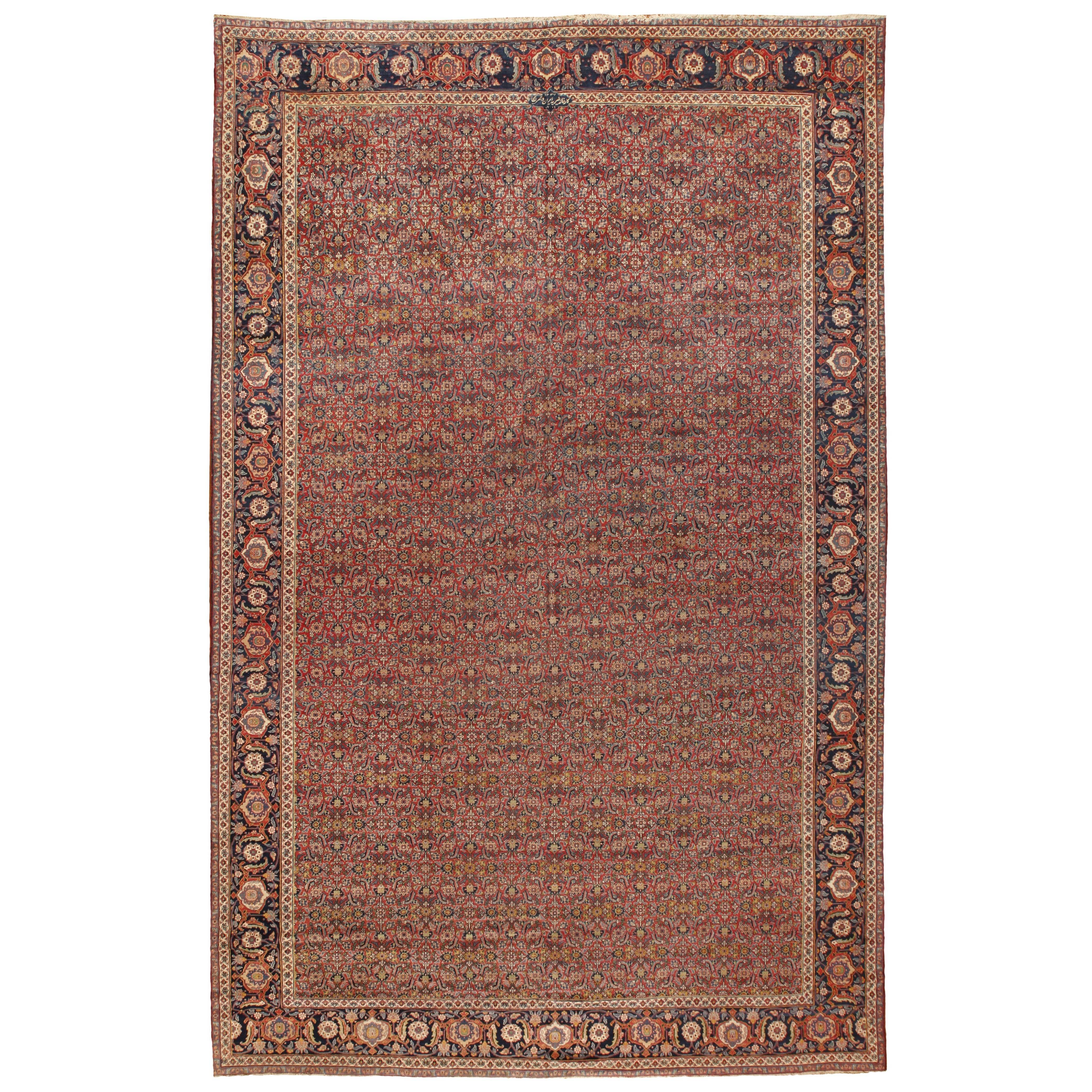 Exceptional Extremely Finely Woven Antique Herat Carpet For Sale