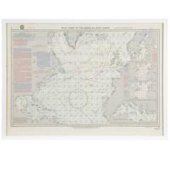 Vintage Pilot Chart of the North Atlantic Ocean