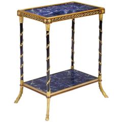 Vintage Rare Versace Face Lapis Lazuli Bronze Mahogany Two-Tiered Foyer Side Table