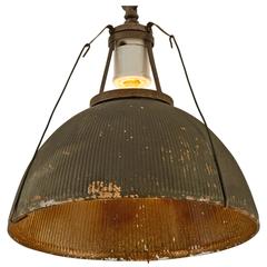 Oversized Pendant with Weathered Permaflector Shade, circa 1905