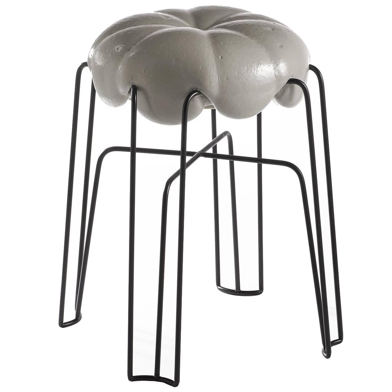 Marshmallow Stool by Paul Ketz in Licorice Polyurethane Foam and Steel For Sale