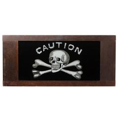 Reverse-Painted Glass Caution Sign with Skull, circa 1880s 3