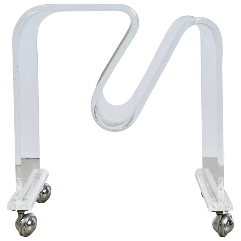 Bent Lucite Magazine Rack or Side Table on Casters, circa 1960 at 1stDibs acrylic side table
