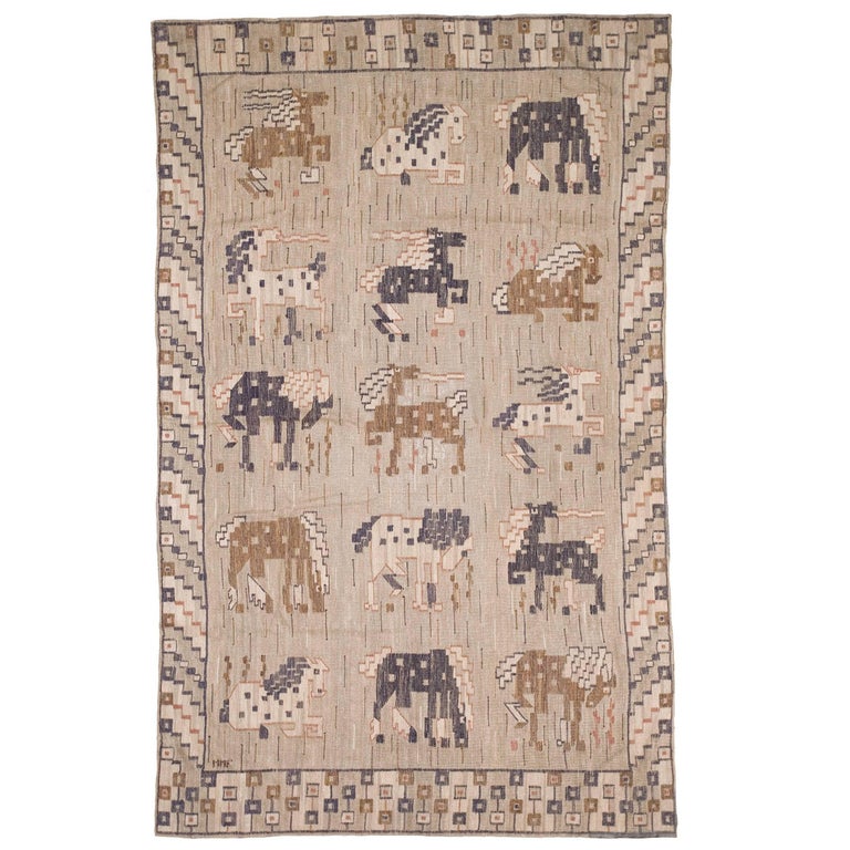 Märta Måås-Fjetterström Vildhästen wall hanging, 1933, offered by FJ Hakimian
