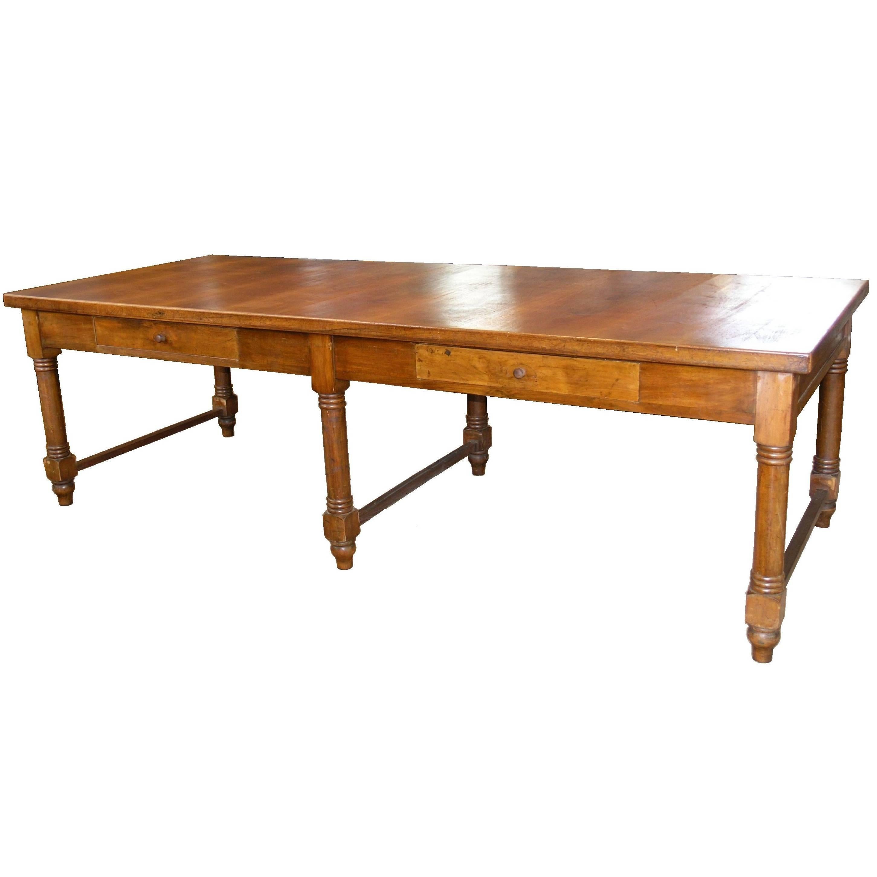   Italian walnut Farm Table , 19th Century For Sale