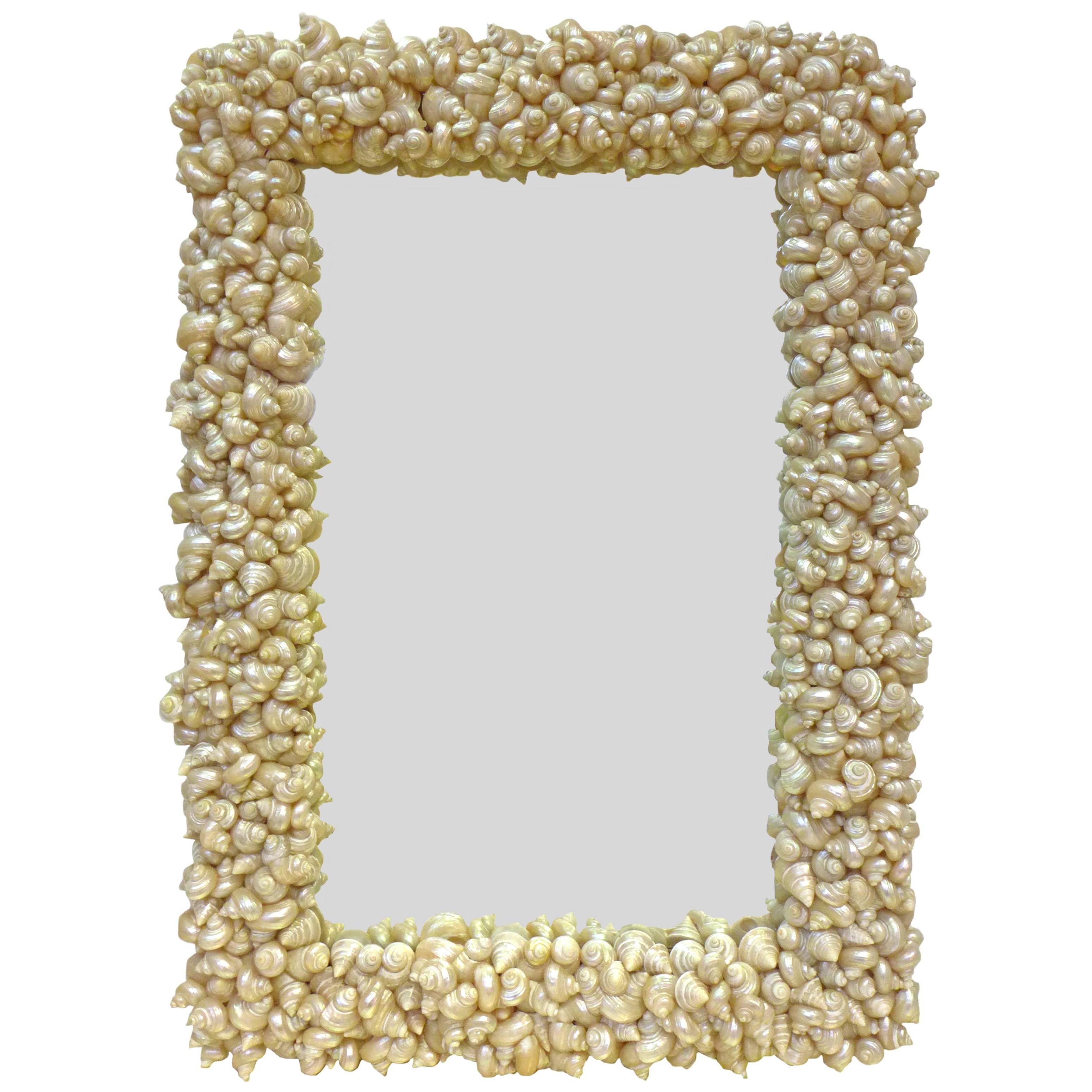Seashells-Framed Half-Length Mirror For Sale