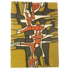 Vintage Abstract Hooked Rug