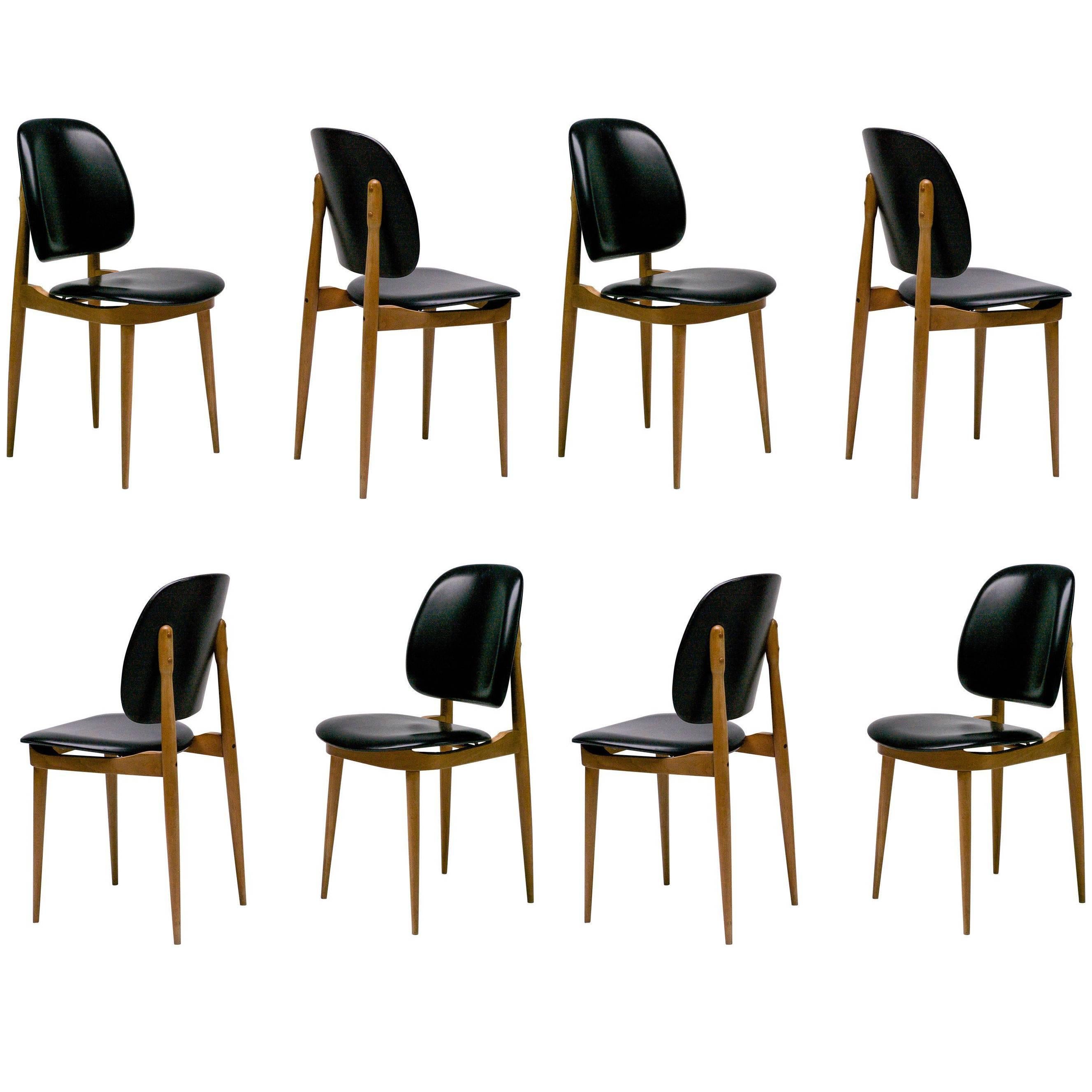 1960s Black Leather Chairs For Sale