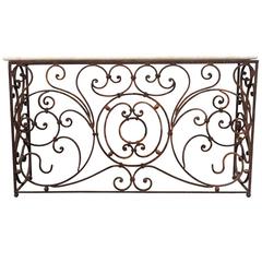 Used Stone Top Trellis Style Iron Console