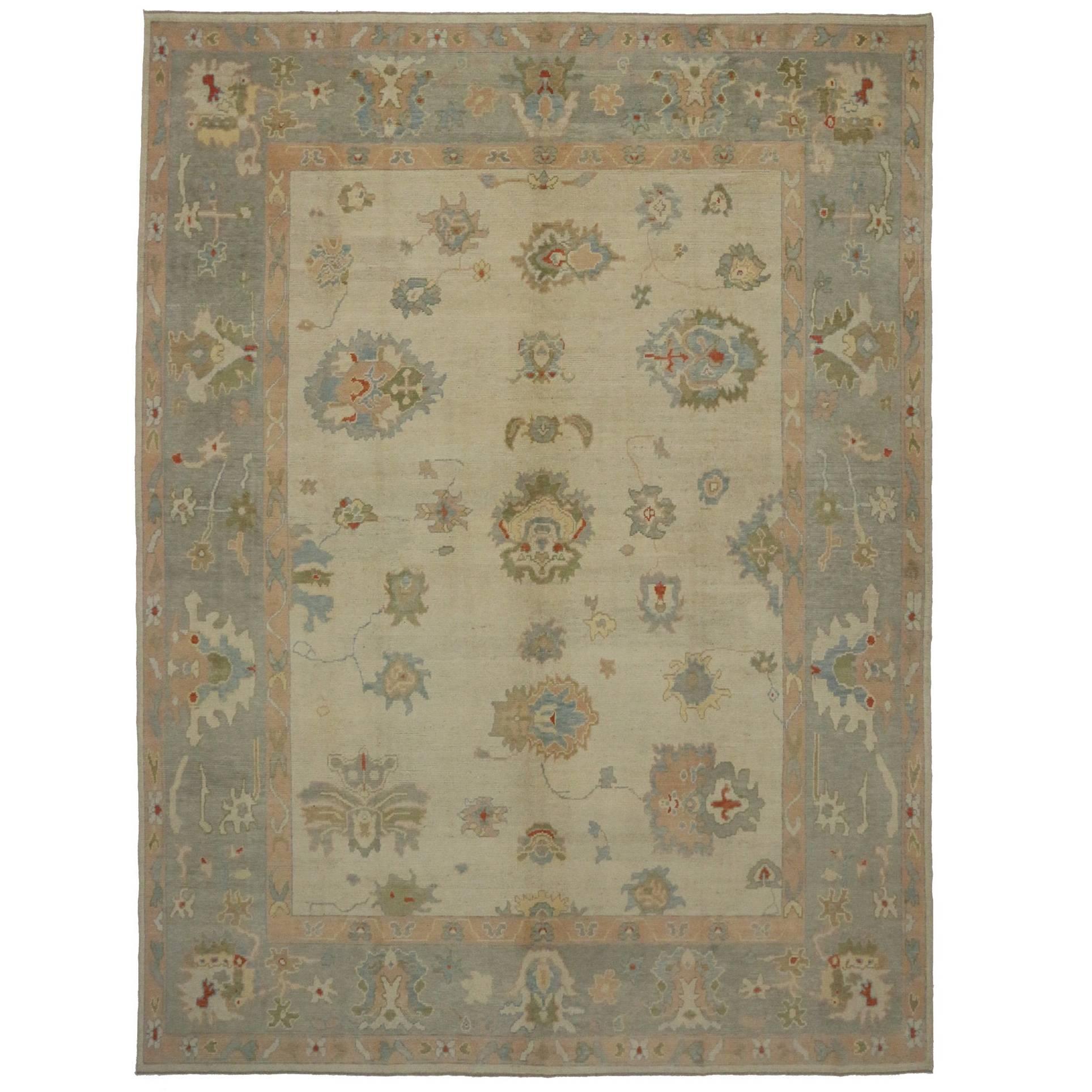 New Contemporary Turkish Oushak Area Rug with French Provincial Style