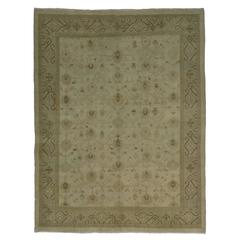 Modern Turkish Oushak Rug with Transitional Style in Neutral Muted Colors